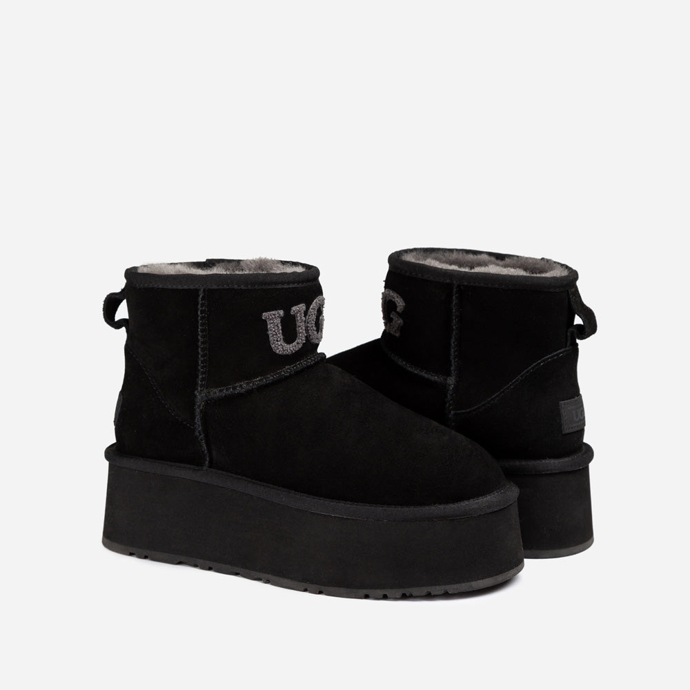 Mini boty Ugg Classic Platform Knit Logo (voděodolné) (5 cm)