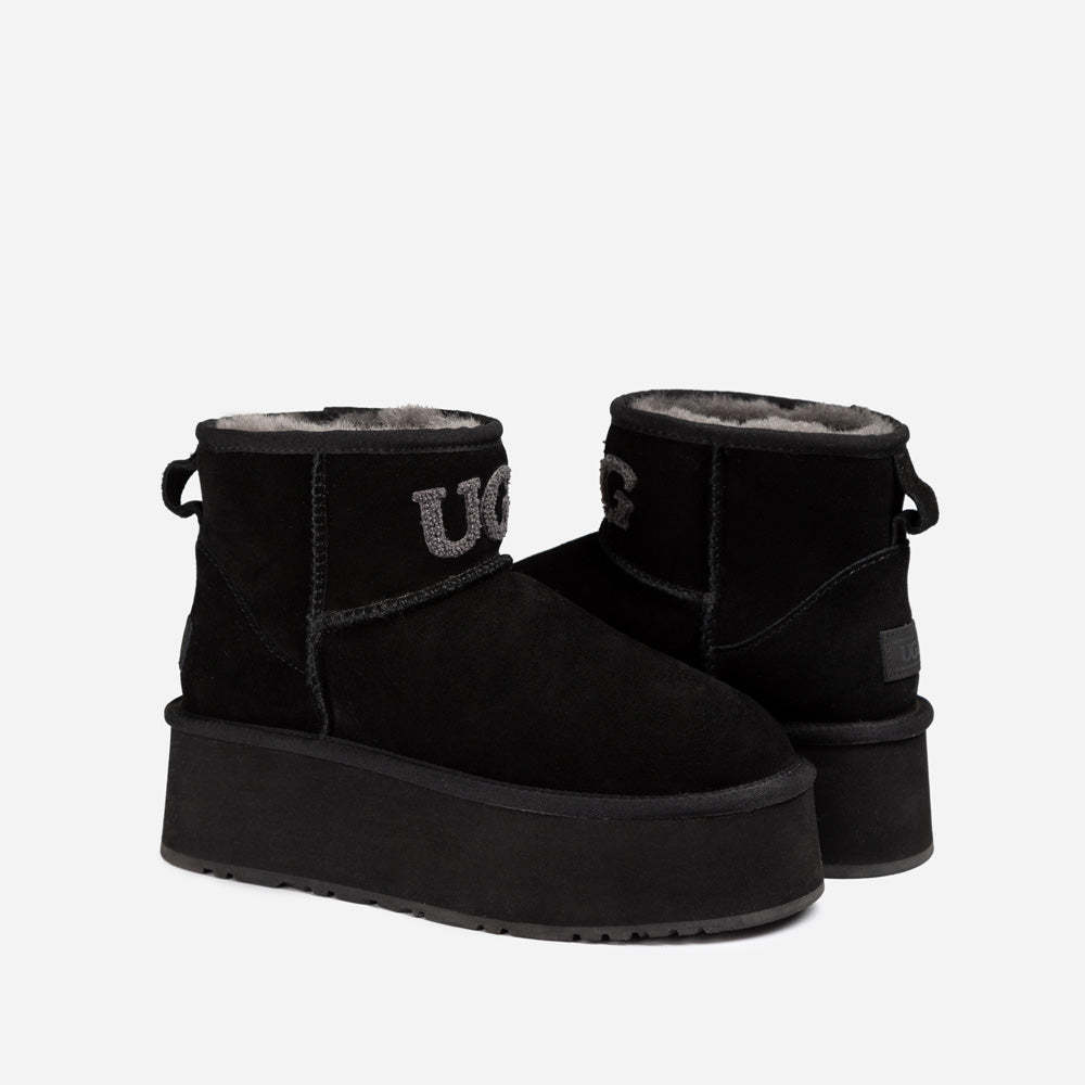 Mini boty Ugg Classic Platform Knit Logo (voděodolné) (5 cm)