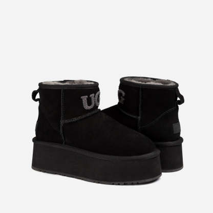 Mini boty Ugg Classic Platform Knit Logo (voděodolné) (5 cm)