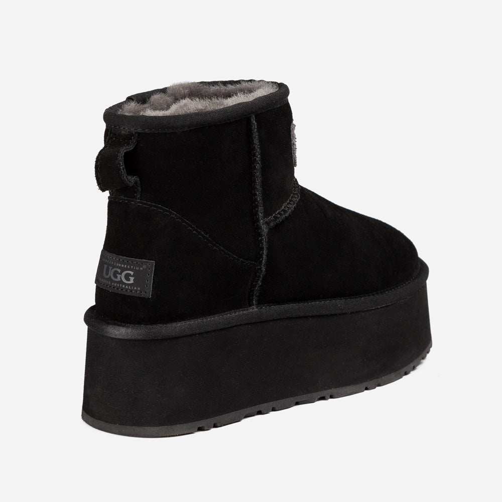 Mini boty Ugg Classic Platform Knit Logo (voděodolné) (5 cm)