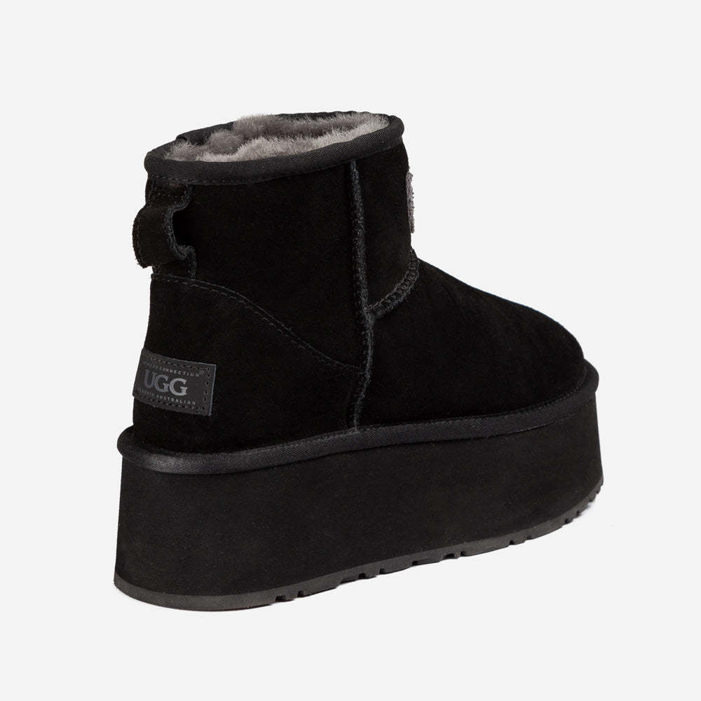 Mini boty Ugg Classic Platform Knit Logo (voděodolné) (5 cm)