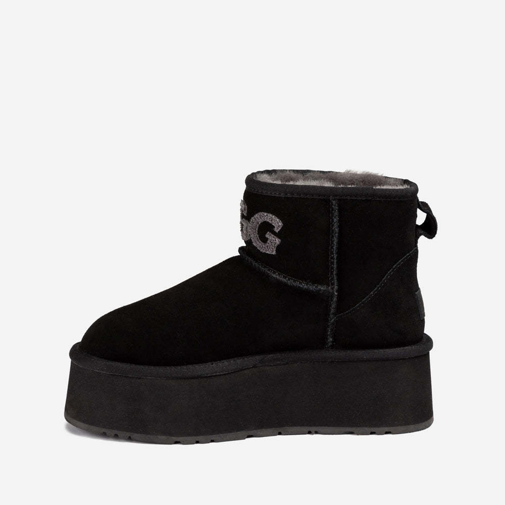Mini boty Ugg Classic Platform Knit Logo (voděodolné) (5 cm)