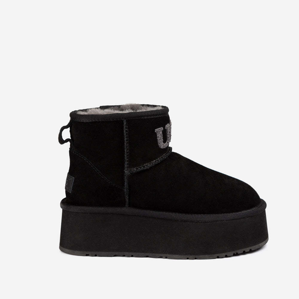 Mini boty Ugg Classic Platform Knit Logo (voděodolné) (5 cm)
