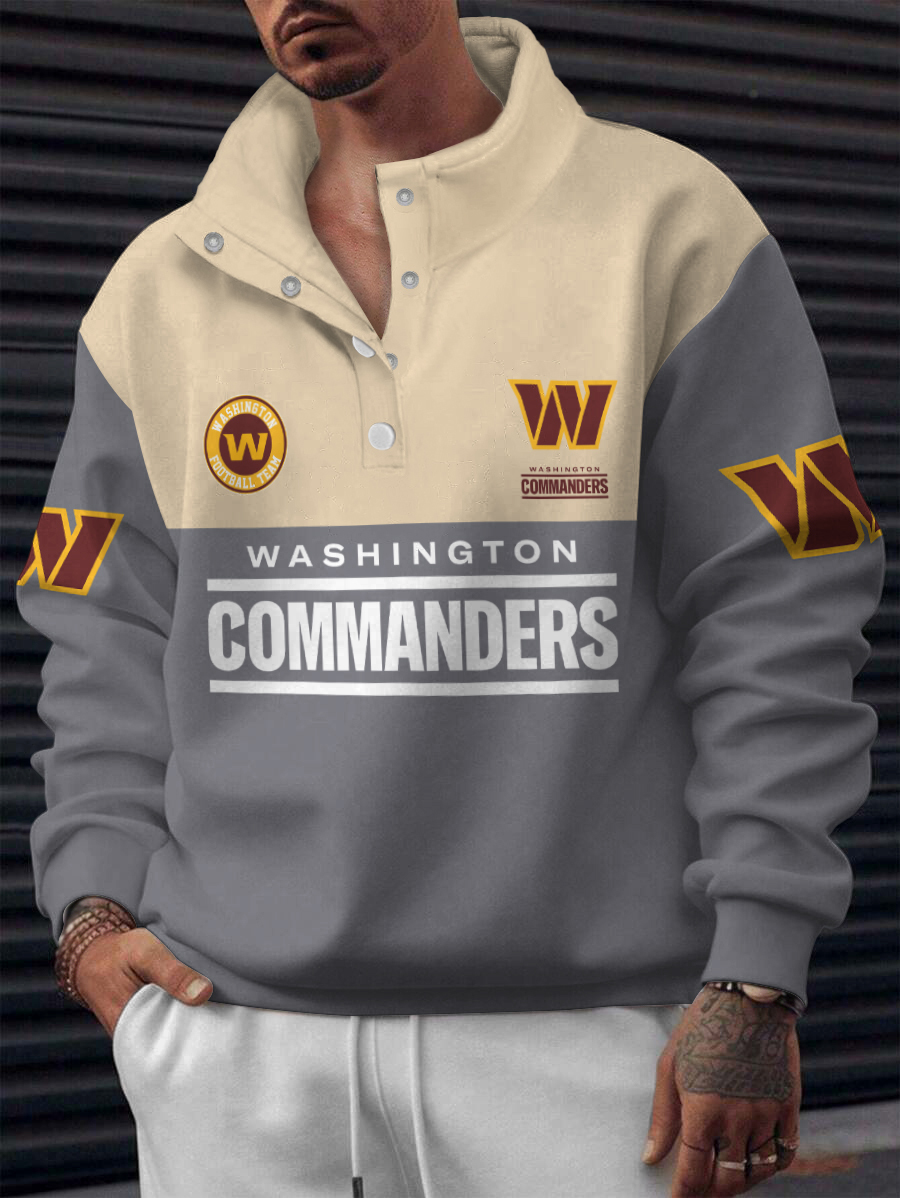 Washington Commanders 2024 New Design Casual Snap Mockneck Pullover ...