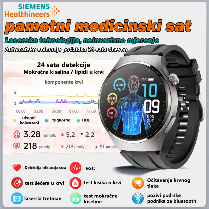 Siemens Healthineers neinvazivno visokoprecizno mjerenje glukoze u krvi, pametni sat mokraćne kiseli.