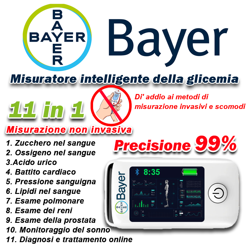 【11-in-1】Misuratore di glicemia multifunzionale non invasivo Bayer