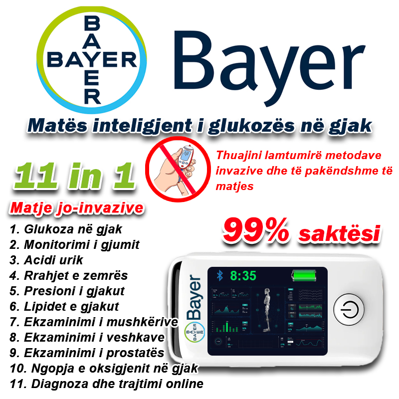Matës shumëfunksional jo-invaziv i glukozës në gjak Bayer [11-në-1]