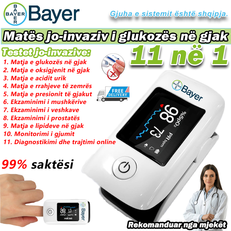Matës shumëfunksional jo-invaziv i glukozës në gjak Bayer [11-në-1]