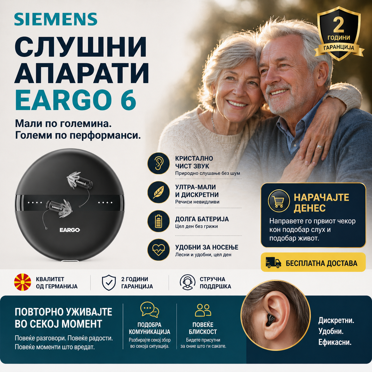 [Копирај] Siemens EARGO 7 слушен апарат без рецепт: невидлив, може да се полни, адаптивен CIC, одобрен од FDA