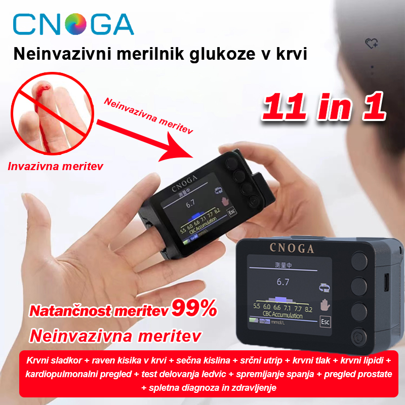  【11 v 1】Neinvazivni merilnik glukoze v krvi CNOGA
