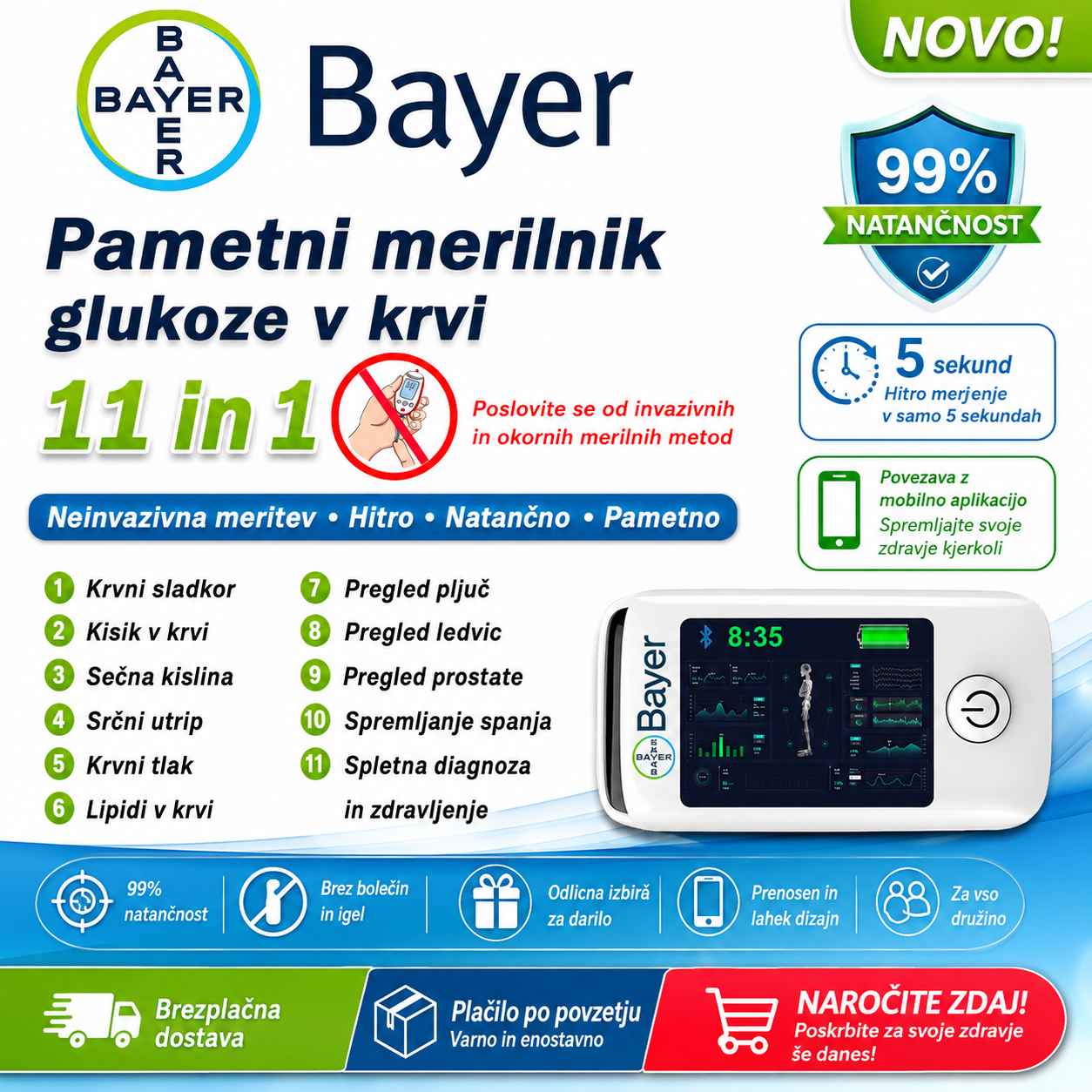 [11-v-1] Bayerjev neinvazivni večnamenski merilnik glukoze v krvi