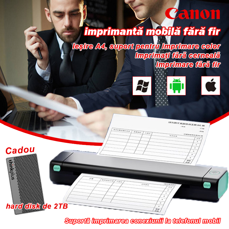  Imprimantă portabilă fără fir M08F, imprimă documente oriunde fără cerneală