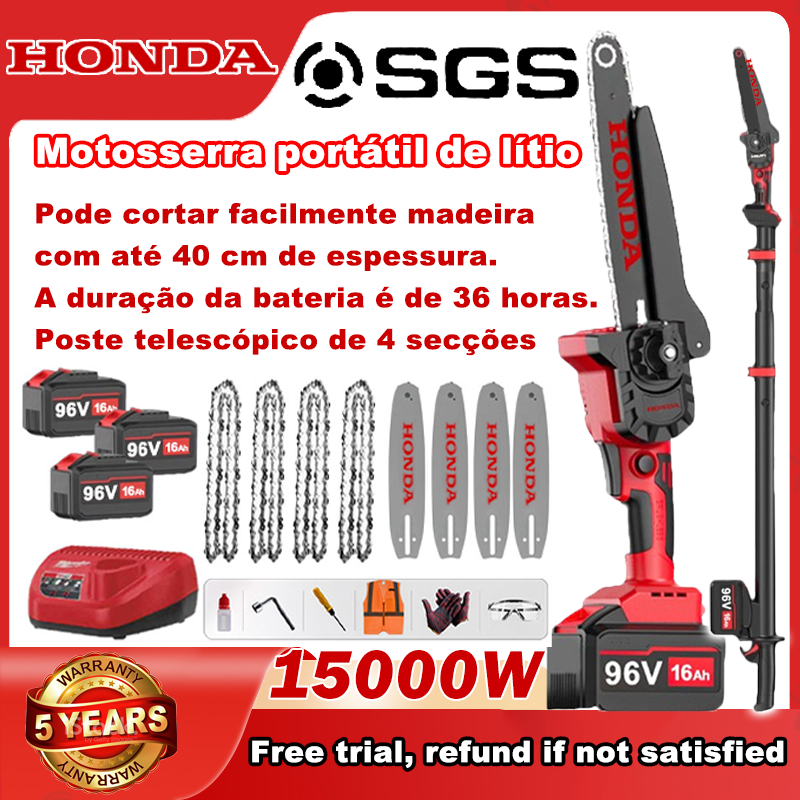  Motosserra telescópica com bateria de lítio Honda 15000W, pode cortar árvores com 4,5 m de altura