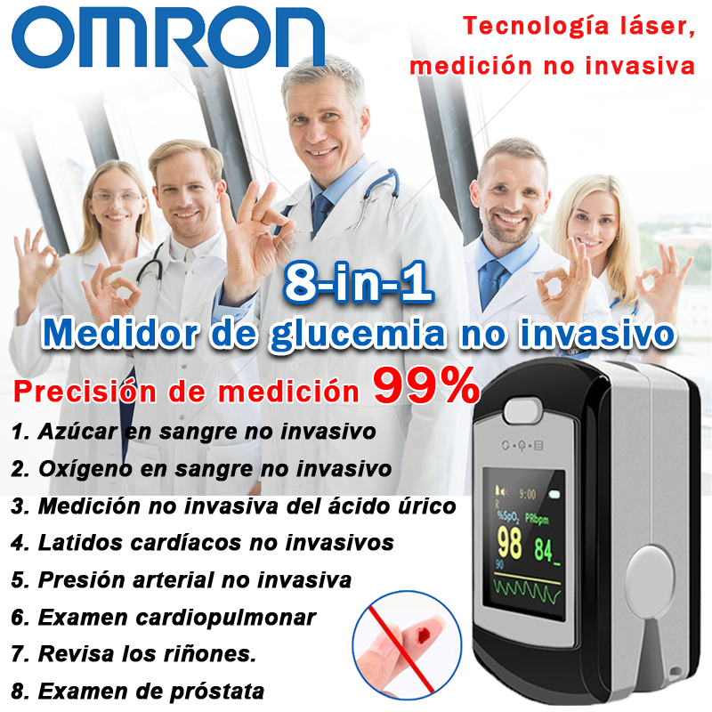 Medidor de glucosa en sangre no invasivo Omron (medición de 5 segundos/99% de precisión)