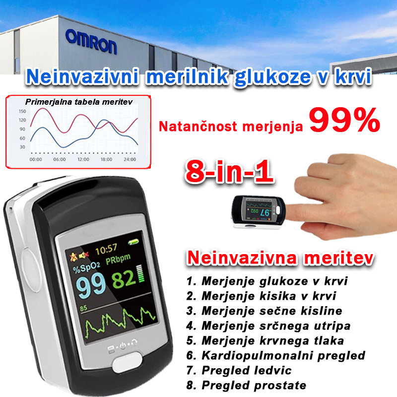 Omron neinvazivni merilnik glukoze v krvi (5 sekund merjenja/99% natančnost)