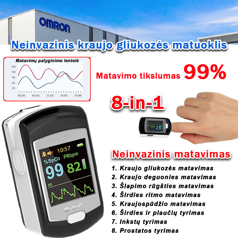  Omron neinvazinis gliukozės kiekio kraujyje matuoklis (5 sekundžių matavimas / 99 % tikslumas)