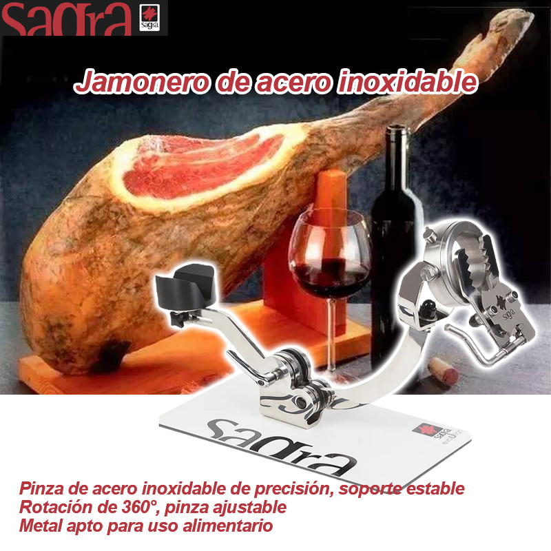  Jamonero de acero inoxidable, uno de los mejores soportes para jamón con giro y inclinación ajustabl