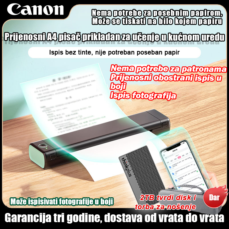 Canon M08F bežični prijenosni pisač, ispisujte dokumente bilo kada i bilo gdje bez tinte