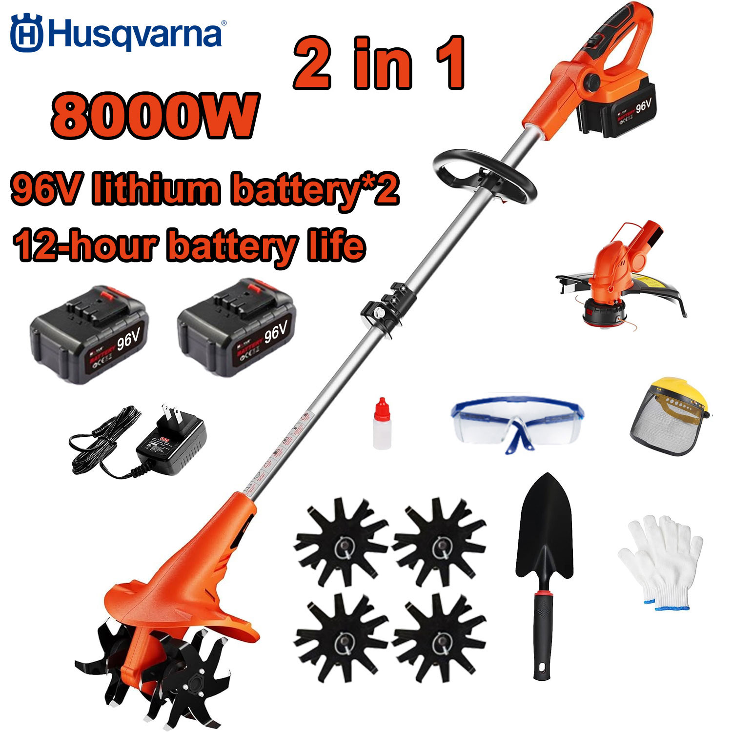 Husqvarna 5-in-1 daugiafunkcis kultivatorius (šienavimas, medžių genėjimas, dirvos įdirbimas)