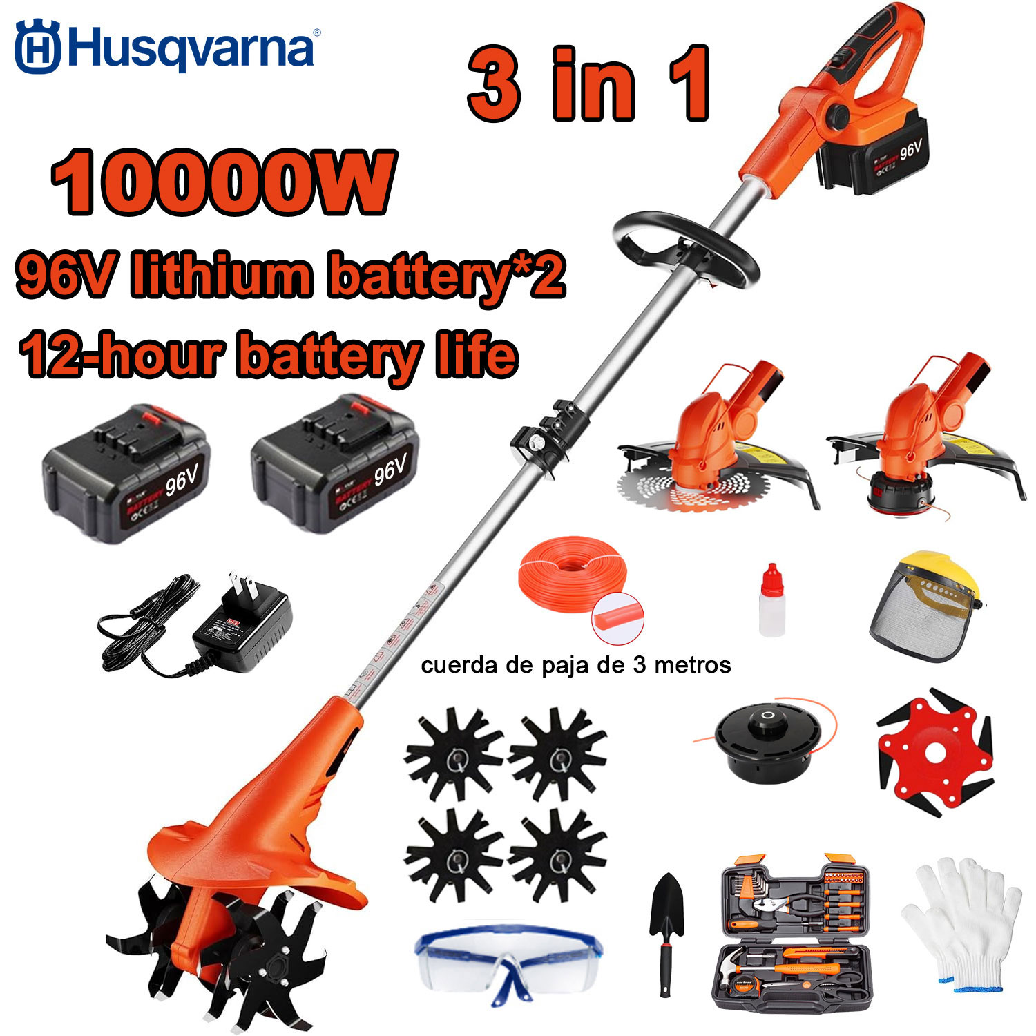 Husqvarna 5-in-1 daugiafunkcis kultivatorius (šienavimas, medžių genėjimas, dirvos įdirbimas)