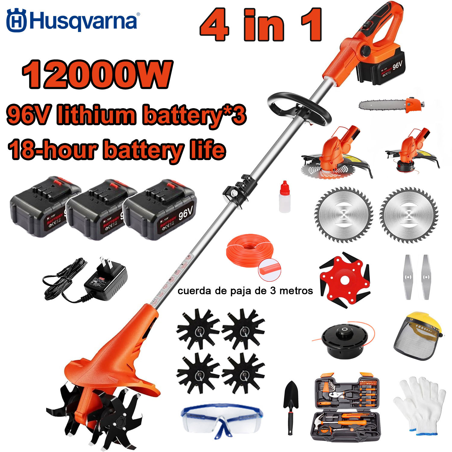 Husqvarna 5-in-1 daugiafunkcis kultivatorius (šienavimas, medžių genėjimas, dirvos įdirbimas)