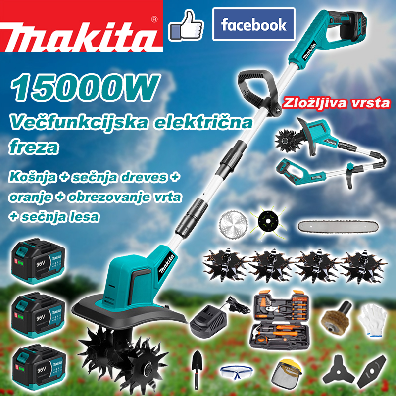  Makita večnamenski kultivator 5 v 1 (košnja trave, žaganje dreves, obdelava zemlje)
