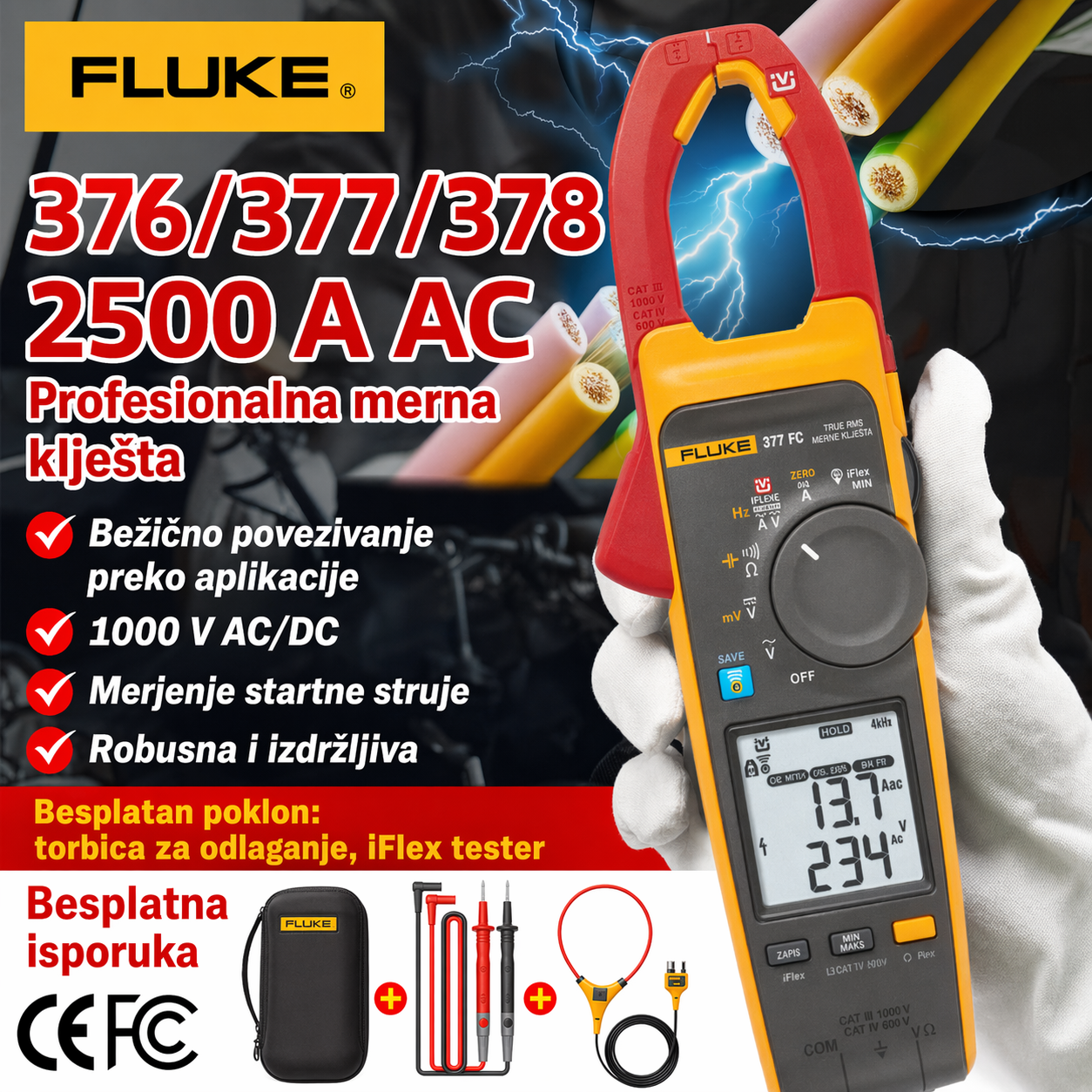 FLUKE високопрецизни стезни мултиметар 376FC/377FC/378FC