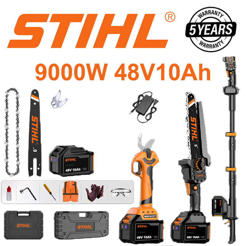 Akumulátorová řetězová pila STIHL 15000W + akumulátorové zahradní nůžky (s teleskopickou tyčí)