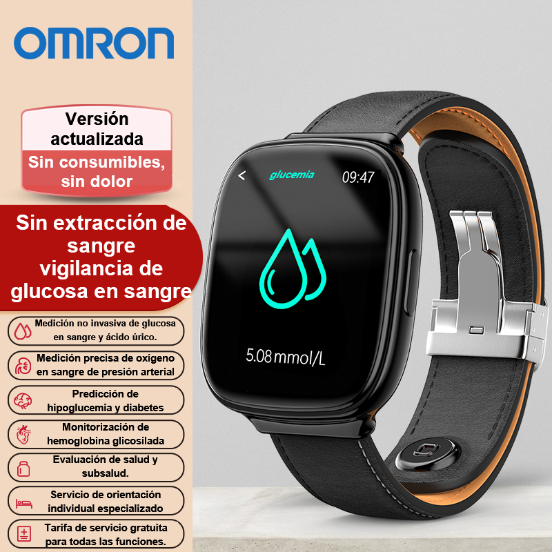 Medición de glucosa en sangre de alta precisión no invasiva Omron, reloj inteligente de ácido úrico