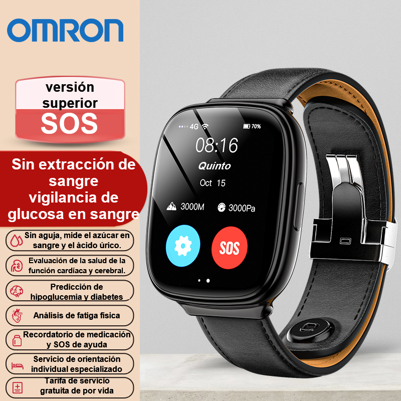 Medición de glucosa en sangre de alta precisión no invasiva Omron, reloj inteligente de ácido úrico