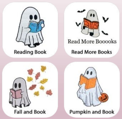 Ghost Embroidered Halloween Shirt – Book Lover’s Comfort Color Tee