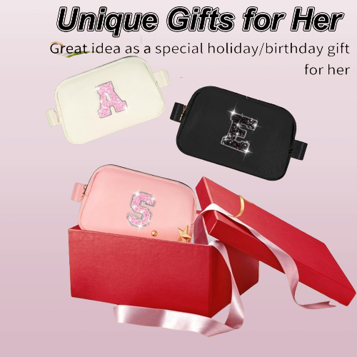 Personalized Crossbody Belt Bag for Women - Custom Initial/Name Engraved Lavender Purse, Adjustable Strap Gift for Mom Daughter Sister Mother-in-Law (Birthday Mothers Day Present Idea)