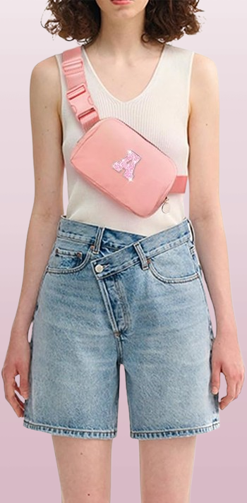 Personalized Crossbody Belt Bag for Women - Custom Initial/Name Engraved Lavender Purse, Adjustable Strap Gift for Mom Daughter Sister Mother-in-Law (Birthday Mothers Day Present Idea)