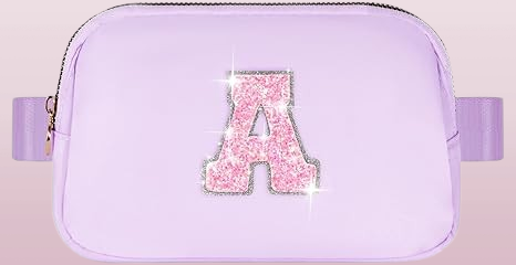 Personalized Crossbody Belt Bag for Women - Custom Initial/Name Engraved Lavender Purse, Adjustable Strap Gift for Mom Daughter Sister Mother-in-Law (Birthday Mothers Day Present Idea)
