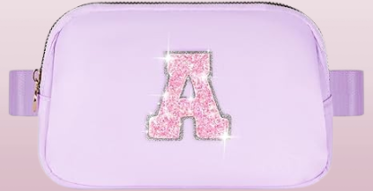 Personalized Crossbody Belt Bag for Women - Custom Initial/Name Engraved Lavender Purse, Adjustable Strap Gift for Mom Daughter Sister Mother-in-Law (Birthday Mothers Day Present Idea)