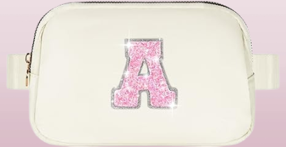 Personalized Crossbody Belt Bag for Women - Custom Initial/Name Engraved Lavender Purse, Adjustable Strap Gift for Mom Daughter Sister Mother-in-Law (Birthday Mothers Day Present Idea)
