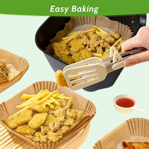 360-Pack 8” Square Air Fryer Liners - Heavy Duty, Non-Stick, Non-Leak Parchment Paper for Air Fryer Baskets & Accessories"