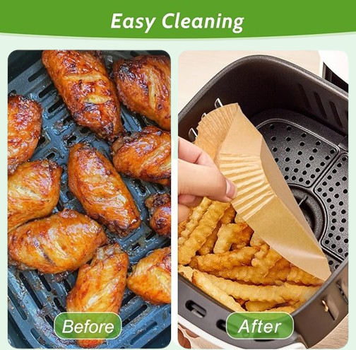 360-Pack 8” Square Air Fryer Liners - Heavy Duty, Non-Stick, Non-Leak Parchment Paper for Air Fryer Baskets & Accessories"