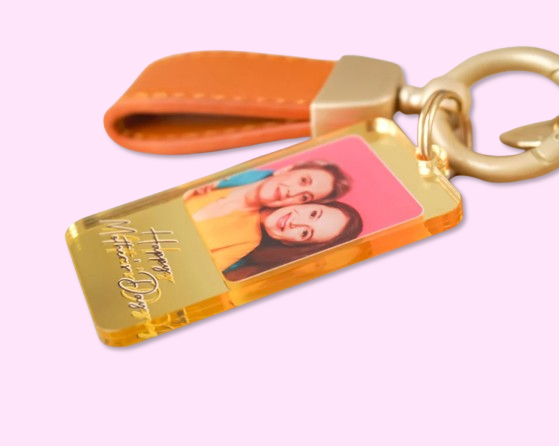 Custom Mom Photo Keychain - Personalized Acrylic Keyring with Engraved Message - Perfect Mothers Day Birthday Gift from Daughter Son.