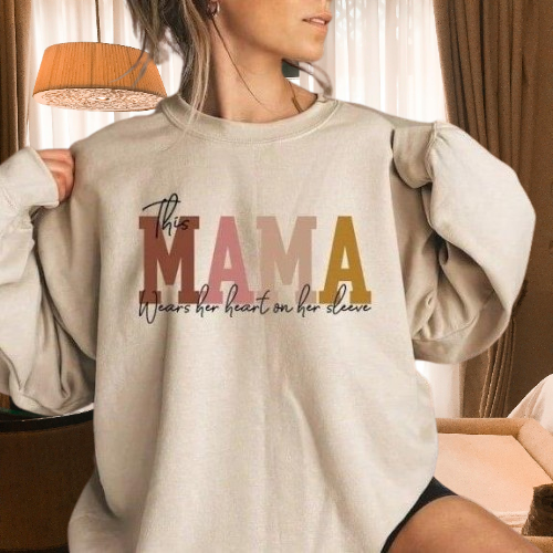 Custom 'MAMA' Heart Sweatshirt - Personalized Gift for Mom, Perfect for Mother's Day & Beyond"