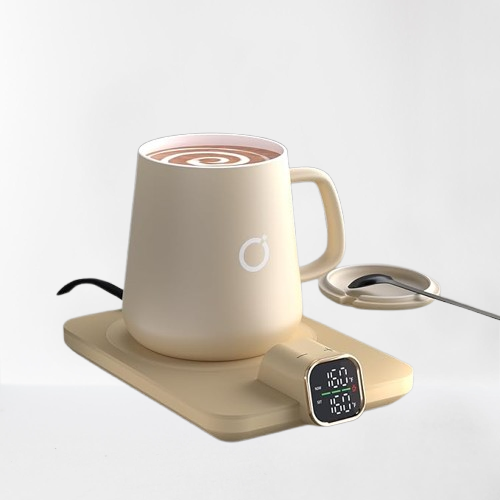 Smart Heated Mug Warmer Set with Ceramic Cup | 55°C Auto Shut-Off Safety | Electric Coffee Cup Warmer for Home/Office Desk | Unique Gifts for Women/Men
