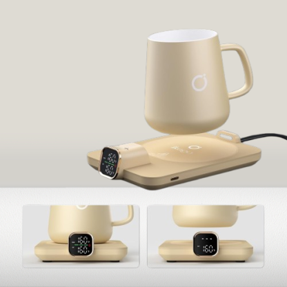 Smart Heated Mug Warmer Set with Ceramic Cup | 55°C Auto Shut-Off Safety | Electric Coffee Cup Warmer for Home/Office Desk | Unique Gifts for Women/Men