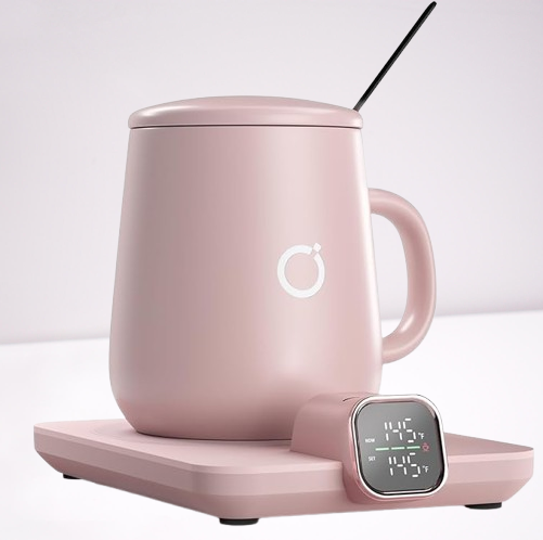 Smart Heated Mug Warmer Set with Ceramic Cup | 55°C Auto Shut-Off Safety | Electric Coffee Cup Warmer for Home/Office Desk | Unique Gifts for Women/Men