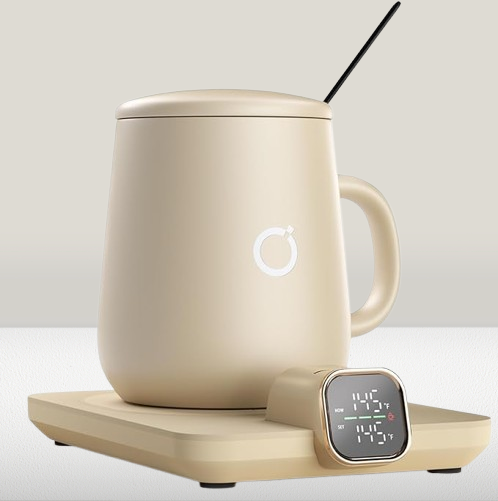 Smart Heated Mug Warmer Set with Ceramic Cup | 55°C Auto Shut-Off Safety | Electric Coffee Cup Warmer for Home/Office Desk | Unique Gifts for Women/Men