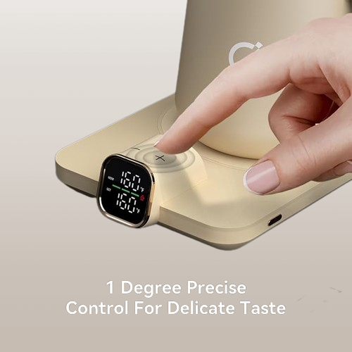 Smart Heated Mug Warmer Set with Ceramic Cup | 55°C Auto Shut-Off Safety | Electric Coffee Cup Warmer for Home/Office Desk | Unique Gifts for Women/Men