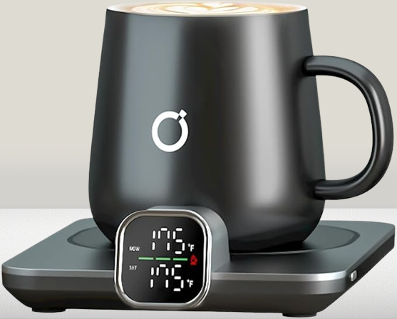 Smart Heated Mug Warmer Set with Ceramic Cup | 55°C Auto Shut-Off Safety | Electric Coffee Cup Warmer for Home/Office Desk | Unique Gifts for Women/Men