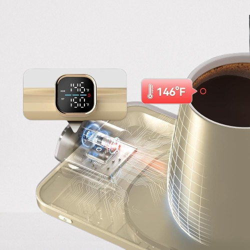 Smart Heated Mug Warmer Set with Ceramic Cup | 55°C Auto Shut-Off Safety | Electric Coffee Cup Warmer for Home/Office Desk | Unique Gifts for Women/Men