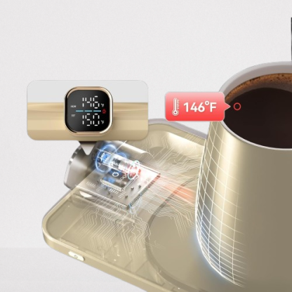 Smart Heated Mug Warmer Set with Ceramic Cup | 55°C Auto Shut-Off Safety | Electric Coffee Cup Warmer for Home/Office Desk | Unique Gifts for Women/Men