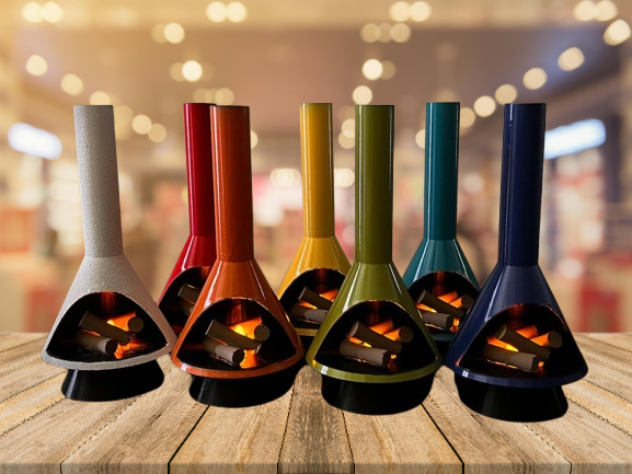 Vintage-Style Mini Fireplace - Mid-Century Modern LED Flame for Cozy Vibes