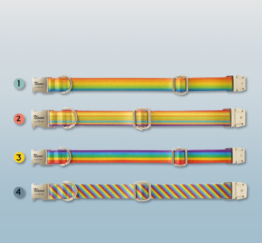 Custom Pride Dog Collar - Rainbow Engraved Pet Accessory with Name - Pride Collar
